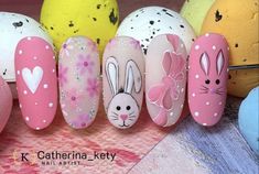 Easy Summer Nails, Cute Easter Nails, Easter Nail Ideas, Nail Art Designs Valentines, Nail Art Designs Valentines Day, Easter Nails Easy, Nail Designs For Beginners, Summer Nails Art, Easter Nail Art Designs