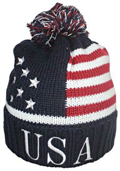 Best Winter Hats American Flag Beanie Embroidered USA Centurion Font W/Pom Pom   Click images to enlarge   Description NEW!!! Look Great on the Slopes, in the Snow, at the Game, or Just Out and About with This Quality American Flag Knit Cuffed Beanie Hat with Embroidered Centurion Font "USA" and Stars With Jacquard Stripes and Large Pom Pom on Top. Nice Thick Material That will Stretch to Fit Even The Largest Head! Hat Made In China. Front Embroidered In The USA.  SIZE:  One Size Fits Most.  Bes Harvard Outfit, Winter Embroidered Cotton Hat, Hats American, Winter Navy Cotton Hat, Navy Cotton Winter Hat, Red Patriotic Hat, One Size Fits Most, 4th Of July Baseball Cap, One Size Fits Most, Patriotic Hats For Outdoor, One Size Fits Most, Best Winter Hats