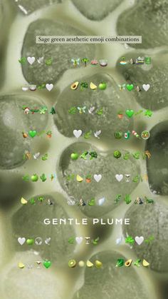 an image of some green plants with hearts and leaves on them, as well as the words gentile plume