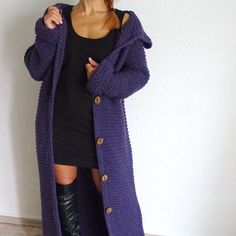 knit maxi long casual oversized slouchy bulky coat cardigan long cardigan wool coat knit overcoat long wool cardigan coat made to orderHand knitted minimal oversized long coat/ cardigan.This knitwear is a bulky, warm and practical.Suitable to any outfit for different occasions.Great addition to your everyday clothing.Material: 100% classic woolCoconut buttons.MADE TO ORDER!!!It takes 3-4 weeks before item is made and ready to ship!When ordering, please specify the length of the wearer!!!The leng Oversized Long Coat, Long Overcoat, Rib Knit Cardigan, Gilet Long, Mode Boho, Maxi Coat, Women Overcoat, Cardigan Long, Long Sweaters Cardigan