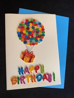 a birthday card with the words happy birthday written in multicolored letters on it