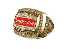 Supreme "Jostens World Famous Championship Ring" 24K Gold Layered on Sterling Silver Ring Size: 10 100% AUTHENTIC GUARANTEED FINAL SALE Returns are Not accepted for this Limited Edition Item. Please ask all Questions before purchase Orders and Processing Orders will be processed within 24-36 hours. Any orders made on a weekend or a holiday will not be processed till the next business day. If there are any issues with your order in regards to the status of the item, payment, and/or shipping infor Gold Championship Ring, Luxury Gold Diamond Ring Collectible, Collectible Gold Rings With Diamond Accents, Collectible Luxury Gold Rings, Nba Championship Rings, Super Bowl Rings, Hand Rings, Championship Rings, Basketball Pictures