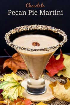 chocolate pecan pie martini in a goblet