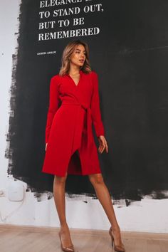 Bright, attractive and so nicely designed, this wrap dress will make you fall in love with it. SIZES The models in photos are wearing a size S Available in 4 sizes: XS BUST 32-34 inches or 82-86 cm WAIST 23-24.8 inches or 59-63 cm HIPS 33-35 inches or 86-90 cm S BUST 34-35 inches or 86-90 cm WAIST 25-26 inches or 63-67 cm HIPS 35-37 inches or 90-94 cm M BUST 35-37 inches or 90-94 cm WAIST 26-28 inches or 68-71 cm HIPS 37-38.5 inches or 94-98 cm L BUST 37-38.5 inches or 94-98 cm WAIST 28-29.5 inc Red Belted Dress For Fall, Long Sleeve Faux Wrap Party Dress, Elegant Red Wrap Dress For Spring, Long Sleeve Wrap Dress For Work, Fitted Knee-length Wrap Dress For Fall, Fitted Red V-neck Wrap Dress, Chic Long Sleeve Wrap Dress For Office, Fall Office Dress With Surplice Neckline, Belted V-neck Wrap Dress For Date Night