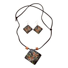 Enjoy the fun and casual look with these stunning black neckpiece and earrings set! Made with high-quality copper, the necklace set promises you ultimate quality as well as durability. The unique and chic hand-painted art of the necklace pendant and earring gives a distinctive look and matches the most outfits you have! One of the best things about this jewelry set is, you can wear it to any party or occasion. You can gift this to your mother, sister, or girlfriend on birthdays, anniversaries, V Butterfly Print Necklace For Gift, Handmade Gold Bohemian Butterfly Necklace, Black Hand Painted Pendant Jewelry, Handmade Black Butterfly Necklace, Handmade Bohemian Butterfly Necklace, Black Butterfly, Copper Necklace, Hand Painting Art, Necklace Earring Set