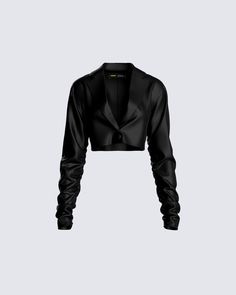 Finesse Ryder Cropped Jacket in Black Night Out Jacket, Crop Black Jacket, Night Out Looks, Cropped Black Jacket, Dark Clothes, Future Of Fashion, Welcome To The Future, No Waste