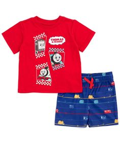 in stock Friends Boys, Shorts Outfit, Thomas And Friends, T Shirt And Shorts, Outfit Set, Short Outfits, Red Blue, Red And Blue