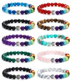 PRICES MAY VARY. 【TREE OF LIFE BEADED BRACELETS】The tree of life bracelet is a symbol of a fresh start on life, positive energy, good health,hope and a bright future. All gemstones are unique, therefor the color and pattern may vary from the picture shown but we know you will be pleased with the high quality and uniqueness of your bracelet. 【HIGH QUALITY MATERIALS】Stone bead bracelets are made with strong elastic rope and 8mm natural stone beads, Easy to put on and take off with the adjustable d Stone Bead Bracelets, Crystals Bracelets, Tree Of Life Bracelet, Elastic Rope, Bracelets Set, Crystal Healing Bracelets, 7 Chakra, Crystal Beads Bracelet, Natural Stone Bracelets