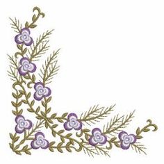 the letter l is made up of purple flowers and green leaves on a white background