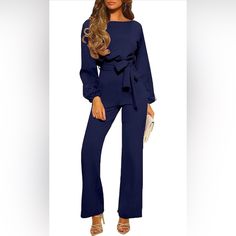 Flygo Women's Jumpsuits Lantern Sleeve Belted High Waist Wide Leg Romper With Pockets One Piece Casual Outfits Missing Belt Material: One Piece Romper, 95% Polyester & 5% Elastane. Lantern Sleeve Overalls,Soft And Breathable Material, Stretchy And Lightweight, Slim Fit Feature: Lantern Sleeved Belted Jumpsuit, One-Piece Solid Color Rompers, Wide-Leg Pants Jumpsuits, Waist Belted Women's Overalls, Vintage One Piece Outfits, Elegant Wide Leg Pants, Formal One Piece Trousers, Crew Neck Romper For W Loose Fit Jumpsuit, Long Sleeve Playsuit, Long Pant Jumpsuit, Solid Color Jumpsuits, Wide Leg Romper, Wrap Pants, Jumpsuits And Romper