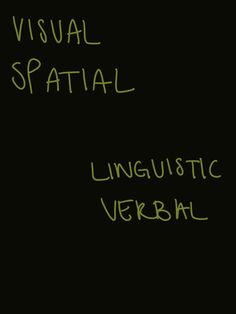 the words visual spatilal are written in green ink