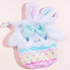 These super kawaii Cinnamoroll pouches were made to celebrate the Easter season! Each one showcases Cinnamoroll dressed up as the easter bunny. Use these pouches to store your charms and other nicknacks. Pouches feature drawstring closures Total of 2 pouches in the set Cute White Bag With Bunny Design, White Kawaii Pouch For School, Cute Multicolor Pouch For Personal Use, White Kawaii Pouch Gift, Cute Multicolor Pouch For Gift, White Kawaii Pouch As A Gift, White Kawaii Pouch As Gift, White Kawaii Pouch For Gift, Cute White Pouch For Gift