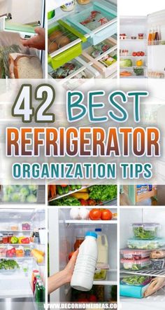 Here are 42 clever Refrigerator Organization Tips and Hacks to maximize the space in your fridge. Organized Refrigerator Ideas, Food Organization Fridge, Small Refrigerator Organization, Small Fridge Organization, Refrigerator Ideas, Kitchen Organization Ideas, Freezer Organization, Best Refrigerator, Fridge Shelves