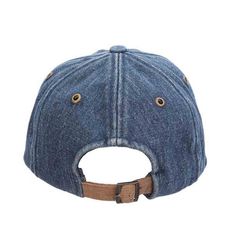 Blue denim unstructured baseball cap. Six panel with metal grommets and button top. Curved corduroy top peak, 2". Embroidered STETSON logo. Print lining. Corduroy watchstrap backstrap. 100% cotton. Denim Snapback Baseball Cap For Streetwear, Denim Blue Baseball Cap For Streetwear, Adjustable Denim Visor Hat, Adjustable Denim Trucker Hat With Curved Brim, Adjustable Denim Dad Hat With Curved Brim, Adjustable Denim Trucker Hat Snapback, Adjustable Denim Snapback Trucker Hat, Adjustable Washed Snapback Baseball Cap, Washed Adjustable Snapback Baseball Cap