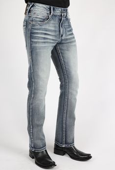 SIZE CHART Measurements: Model is wearing size 32x32 Fabric: Cotton/Spandex Fit: Slim Boot-cut About: Platini Holt Slim Boot-Cut Jeans is a cowboy-approved wardrobe staple. This updated classic, features simple stitching styling and streamlined silhouette through the seat, thigh, and knee, but the leg widens from the knee downward, which is good news for boots. Details & Features: Slim Boot-cut Simple stitching Cotton/Spandex Zipper closure 4 Pockets Machine Wash Imported Blazer And T Shirt, Vest Blazer, Blue Boots, Kids Outerwear, Kids Pants, Blazers For Men, Sneaker Shopping, Mens Outerwear, Bootcut Jeans