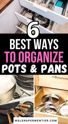 Organizing Pans In Cabinet, How To Store Pots And Pans In Drawers, Pan And Pot Organization, Pots And Lids Organization, Pot Storage Small Kitchen, How To Maximize Kitchen Cabinet Space, How To Store Pots And Pans In Cabinet, Pots And Pans Wall Storage, Pot Lid Storage Ideas Diy