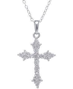 Gorgeous pave sparkle radiates from the cubic zirconia cross pendant necklace from Giani Bernini. Bling Cross Necklace, Sparkly Cross Necklace, Cross Silver Necklace, Cross Diamond Necklace, Silver Cross Necklace Aesthetic, Cute Silver Necklaces, Pendant Necklace Outfit, Jewelry Necklaces Silver, Necklaces Cross