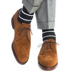 Dapper Classics socks are expertly knitted in North Carolina at a third-generation mill. Every sock is made with style and comfort in mind, guaranteeing that you look and feel your best. Our stripe styles are your ideal statement socks. The Dapper Classics philosophy is simple: “Dapper is in the Details.” Those details include material that is breathable in every season, a design that ensures your socks stay up, and a linked-toe for a smooth fit and added durability. Details Made In USA Over-The Wicked Fashion, Bold Socks, Wool Sock, Suits And Sneakers, Statement Socks, Dapper Style, Smart Outfit, Modern Shoes, Elegant Man