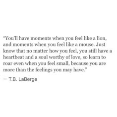 a quote from t b laerge about love and feelings