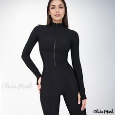 Olivia Mark - Zipper Long Sleeve Bodysuit Tight-fitting Butt Lifting Jumpsuit High Stretch Black Bodysuit With Zipper Closure, High Stretch Jumpsuits And Rompers With Zipper, Black Stretch Jumpsuits And Rompers With Zipper Closure, Black Long Sleeve Bodysuit With Zipper Closure, Black Stretch Jumpsuits And Rompers With Zipper, Black Long Sleeve Bodysuit With Zipper, Stretch Bodysuit With Zipper Closure, High Stretch Long Sleeve Bodysuit With Zipper Closure, High Stretch Long Sleeve Bodysuit With Zipper