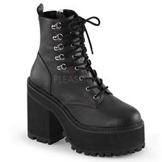 Demonia,Demonia ASSAULT-100 Black Leather Boots - Shoecup.com Alternative Shoes, Gothic Boots, Demonia Shoes, Vegan Leather Boots, Dr Shoes, Black Platform Shoes, Vegan Boots, Womens Combat Boots, Black Combat Boots