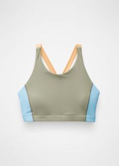 A Color-blocked Athletic Bikini Top With Upf50+ Protection Designed To Stay Put During Active Days. Color Block Sports Bra Athleisure, Athleisure Color Block Sports Bra, Sporty Color Block Sports Bra For Workout, Sporty Color Block Swimwear, Color Block Athleisure Sports Bra For Training, Athleisure Color Block Sports Bra For Training, Sporty Color Block Sports Bra For Training, Functional Stretch Color Block Sports Bra, Functional Green Swimwear For Sports