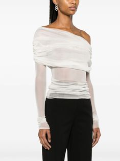 Christopher Esber Veiled Silk Blouse - Farfetch White Silk Blouse, Christopher Esber, Versace Outfit, Yoko London, City Dress, Summer Beach Wear, Blouse White, White Silk, Lady Dior