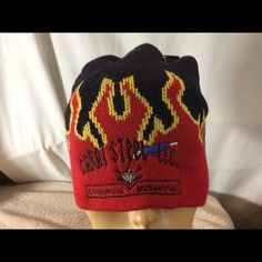 Cool Mens Magic Headwear, Black With Red Flames Stocking Hat, Says Carat Steel Llc, Is Made Of 100% Acrylic, Still Has Original Tags, Only 1 Available, In Overall Nice Pre-Owned Condition, In Case I Have Missed Listing Any Flaw, View All Of The Listed Photos Of This Cool Must Have Magic Headwear Black With Red Flames Stocking Hat. Casual Winter Fitted Hat, Casual Black Fitted Hat For Winter, Black Winter Fitted Cap, Red Cap For Cold Weather, Black Winter Cap, Fitted Red Halloween Hat, Red Hip Hop Hat, Winter Streetwear Fitted Hat, Vintage Winter Hats For Streetwear