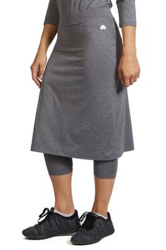 This midi-length Snoga was designed for those gals that are either tall or just want more coverage. This skirt is a soft pencil shape that is not hugging and has ¾ length attached leggings to ensure that you are covered while either doing the sport of your choice, traveling, or just running around doing errands. The material is a high performance quick drying fabric that is chlorine safe so it is suitable for water sports. You can add a t-shirt or sweater and this style can take you anywhere. We Versatile Mid-thigh Length Activewear, Gray Stretch Knee-length Bottoms, Knee-length Solid Color Stretch Activewear, Everyday Skirts, Modest Skirts, Teenager Outfits, Just Run, Women Midi, Water Sports