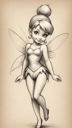 a drawing of a tinkerbell fairy