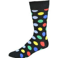 Sierra Socks This classic polka dot pattern is a timeless youthful print perfect for sneakers or making work attire a little more fun! Men, Cotton Polka Dot Crew Socks Comes in 1 pair of Black, Navy, or Gray with multi-colored polka dots. Size: 10-13.  Color: Blue.  Gender: male.  Age Group: adult. Socks Men, Polka Dot Pattern, Work Attire, Mens Socks, Sock Shoes, Crew Socks, Polka Dot, Polka Dots, Dots