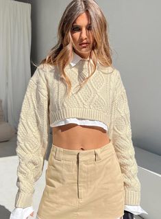 Sonny Cropped Sweater Cream Paris Outfits Winter French Style, Parisian Outfits Summer, Spring Paris Outfits, Fall Paris Outfits, Paris Outfits Aesthetic, Aesthetic Paris Outfits, Winter Paris Outfits, Paris Outfits Fall, Paris Outfits Winter