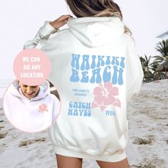 "hoodies, preppy sweatshirt, beach hoodie, beach sweatshirt, hoodies for, women aesthetic, cute hoodies Beach Shirts: https://etsy.me/3rOIGBS Beach Sweatshirt: https://etsy.me/3pdRnVI Beach Hoodie: https://etsy.me/37eabgO OUR SIZING IS ADULT UNISEX. This means it will be larger than normal women's sizing.  Please see photos for size charts 🌻 Please read the full description:   This hoodie/sweatshirt sizing is NOT oversized.  You need to order at least 1-2 sizes larger for the extra baggy look in this photo.  (The normal sizing is UNISEX.) 🔔 Example: if you use size S choose between a size L or XL.  💡 HOW TO PLACE YOUR ORDER: 1. Please Check and Review all the Photos 2. Select your Shirt Color and Size from drop down menu 3. Choose your Quantity as much as you want 4. Click \"Add To Cart White Cotton Hoodie For Vacation, White Hoodie Sweatshirt For Summer, Summer Hoodie Sweatshirt With Letter Print, White Summer Hoodie, White Summer Hoodie Sweatshirt, White Trendy Summer Hoodie, Casual White Hoodie For Beach Season, Trendy White Summer Hoodie, Trendy Hooded Sweatshirt For Summer