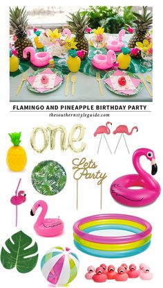 flamingo and pineapple birthday party supplies