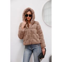 F00070938-205 American Shorts, Thermal Jacket, Womens Faux Fur Coat, Fuzzy Coat, Todays Outfit, Fur Fashion, Warm Coat, Hooded Coat, Faux Fur Coat