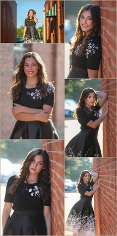 a collage of photos showing the same woman in different poses, with her hands on her hips