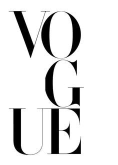 black and white text that says vog ue on it, with the word's letters in bold font