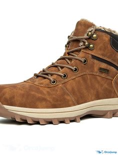 OrcaJump - Mens Plus Size Hiking Boots Sporty Outdoor PU Booties / Ankle Boots Dark Brown Red Brown Color Block for Fall Winter Brown Lace-up Work Boots For Winter, Casual Winter Ankle Boot Sneakers, Rugged Martin Boots With Reinforced Toe For Winter, Rugged Winter Martin Boots With Reinforced Toe, Rugged High-top Lace-up Winter Boots, Winter Hiking Lace-up Boots With Round Toe, Rugged High-top Winter Boots, Rugged Winter Ankle Work Boots, Rugged Lace-up Martin Boots For Winter