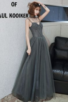 Tulle Long Prom Dress, Vestidos Casual, Contemporary Loft, Grey Prom Dress, A Line Prom Dress, Yule Ball, Prom Dress Evening, A Line Evening Dress, Fashion Things