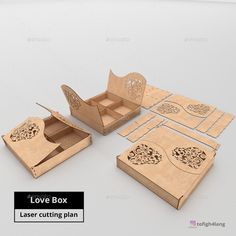 an open box with laser cut out designs on it