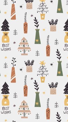 a white background with different types of trees and plants on it's sides, including the words best wishes