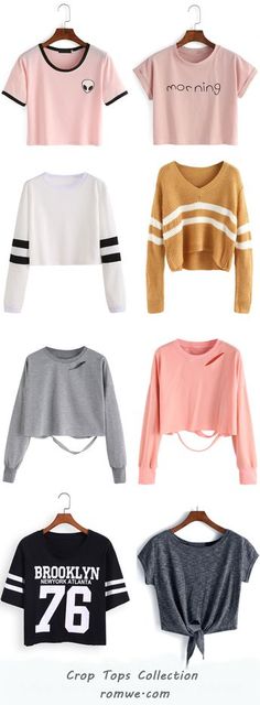 Crop Tops Collection - romwe.com Fashion Teenage Girls, Pullover Mode, Stil Boho, Pastel Outfit, Tumblr Outfits, Teen Fashion Outfits, Outfits For Teens, Teen Fashion, Diy Clothes