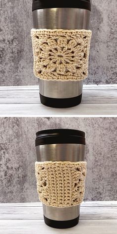 coffee cup cozyies made from crochet are the perfect way to keep warm