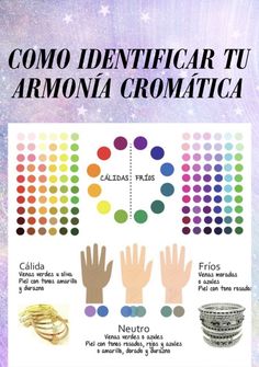 a poster with different types of hands and colors on it's side, in spanish