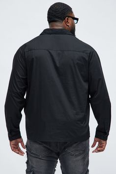 Available In Black. Fold Down Collar Front Button Closure Chest pocket Long Sleeve 100% Cotton Imported | Mens Quick Popover Shirt in Black size Medium by Fashion Nova Black Button-up Shirt For Streetwear, Black Button-up Cotton Camp Shirt, Black Ring-spun Cotton Streetwear Shirt, Black Button-up Shirt With Patch Pockets, Popover Shirt, Woman Back, Swim Shorts, Jeans Pants, Chest Pocket