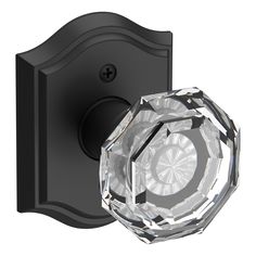 Crystal knob and traditional arch rose. Half dummy. Crystal and solid forged brass. Baldwin Satin Black Interior Hall/Closet Dummy Door Knob | HDCRYTAR190 Black Door Hardware, Crystal Knobs, Turning One, Door Kits, Door Installation, Back Doors, Door Knob, Mantel Clock, Double Doors