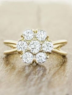 Pari: Flower Shaped Diamond & Gold Engagement Ring | Ken & Dana Design Rose Shaped Engagement Ring, Flower Shaped Engagement Ring, Unique Yellow Gold Engagement Ring, Wedding Ring Shapes, Nature Inspired Engagement Ring, Engagement Ring Shapes, Sparkly Things, Stunning Engagement Ring, Dream Engagement