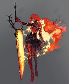 ArtStation - 2020.10 - personal concept Design , IN HWA KIM Fire Dragon Character Design, Fire Mage Art, Mage Female, Fire Knight, Fire Mage, Dungeons And Dragons Characters, Dungeons And Dragons Homebrew