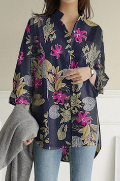 Details: Material: Cotton And Linen Style: Sexy Pattern Type: Floral Neckline: Turndown Collar Sleeve Style: Regular Sleeve Sleeve Length: Long Sleeve Fit Type: Loose Closed Type: Pullover Type: Full Print Size(in) Length Bust Sleeve Length S 29.5 40.2 19.7 M 29.9 42.1 20.1 L 30.3 44.1 20.5 XL 30.7 46.1 20.9 2XL 31.1 48 21.3 3XL 31.5 50 21.7 4XL 31.9 52 22 5XL 32.3 53.9 22.4 Tips:Due to the many variations in monitors, the color in the image could look slightly different, please take physical design and color shall prevail.Please allow 0.4"-1" differs due to manual measurement. Linen Style, Turndown Collar, Loose Blouse, Floral Print Tops, Collar Top, Sleeves Pattern, Color Khaki, Casual Fall, Printed Blouse