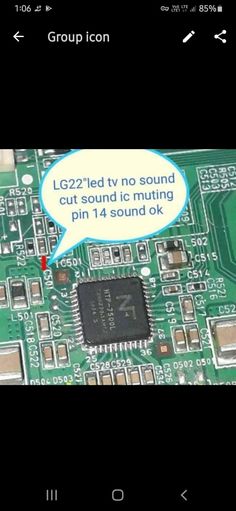 an electronic circuit board with a speech bubble above it